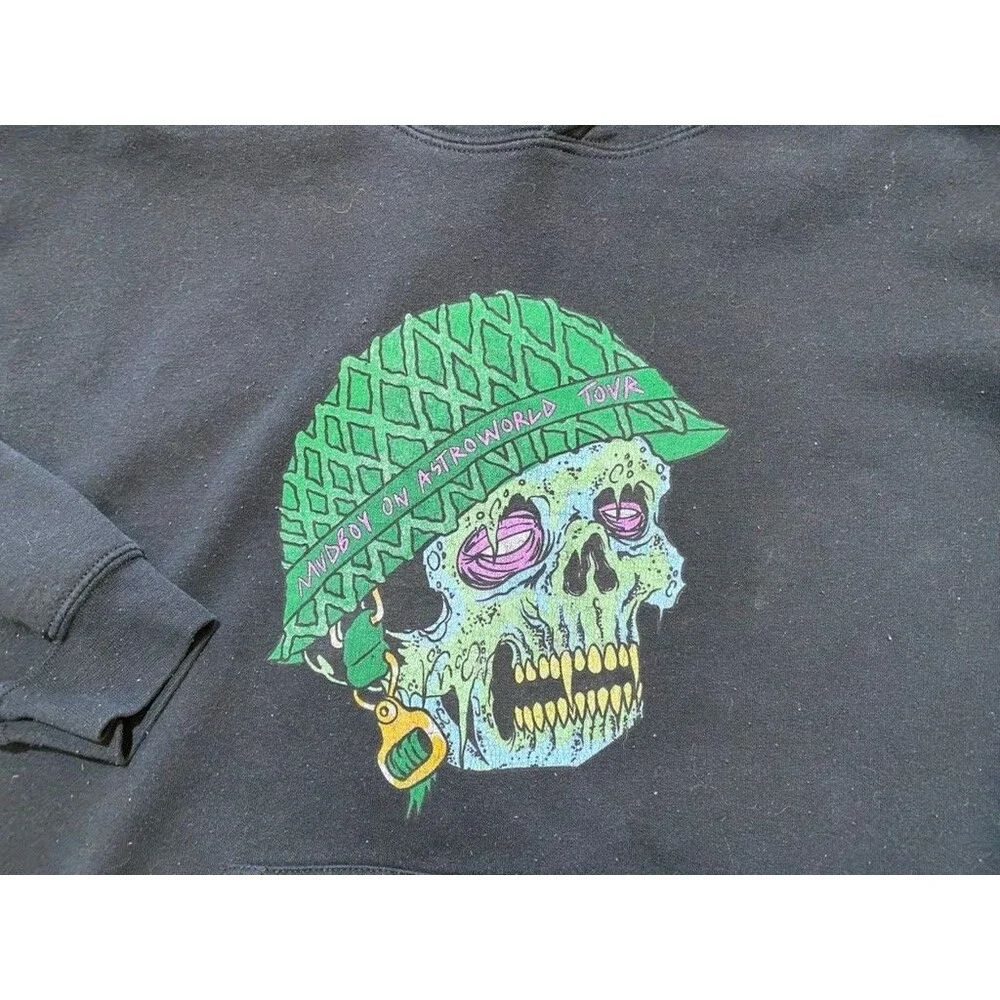 Rare Sheck Wes Mudboy Astroworld Travis Scott Mens L Tour Zombie Hoodie Black - Picture 3 of 10